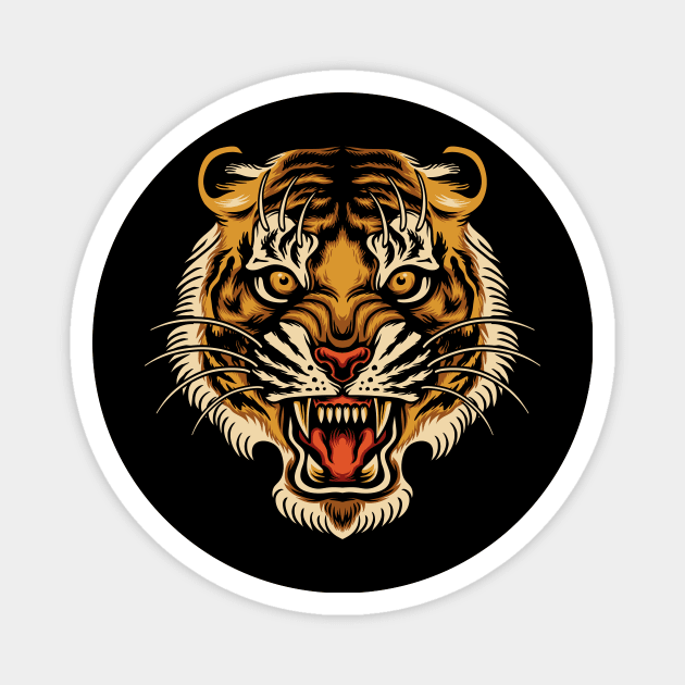Tattoo tiger head Magnet by Abrom Rose
